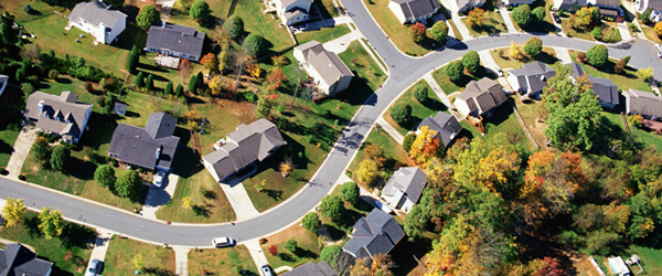 Overhead shot of a residential community